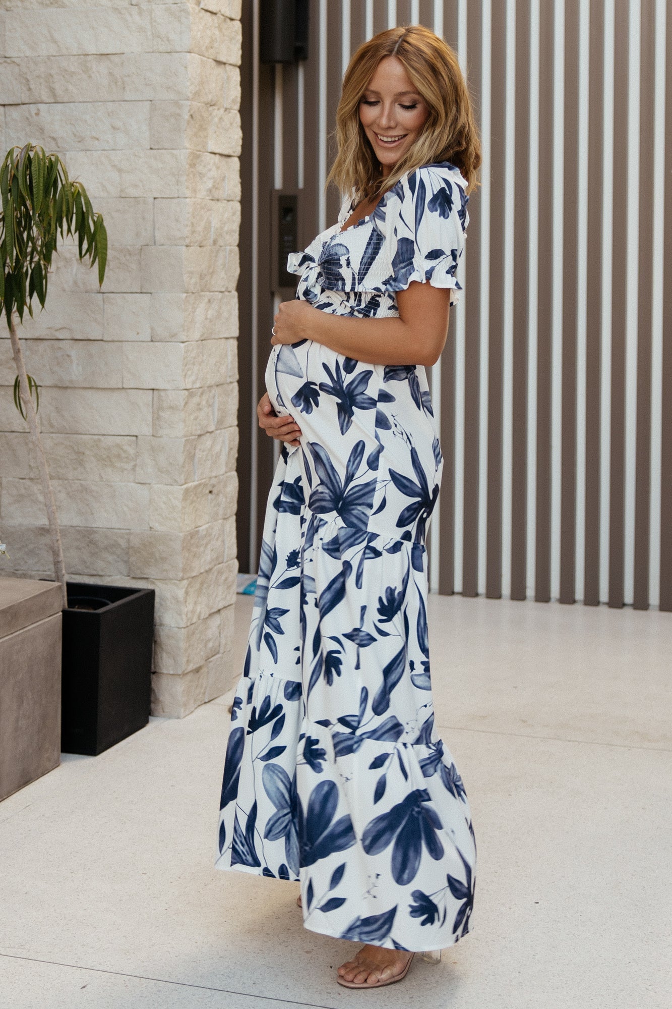 Baltic Born Womens Hilaria Maxi Dress | White + Blue Baltic Born Womens Hilaria Maxi Dress | White + Blue