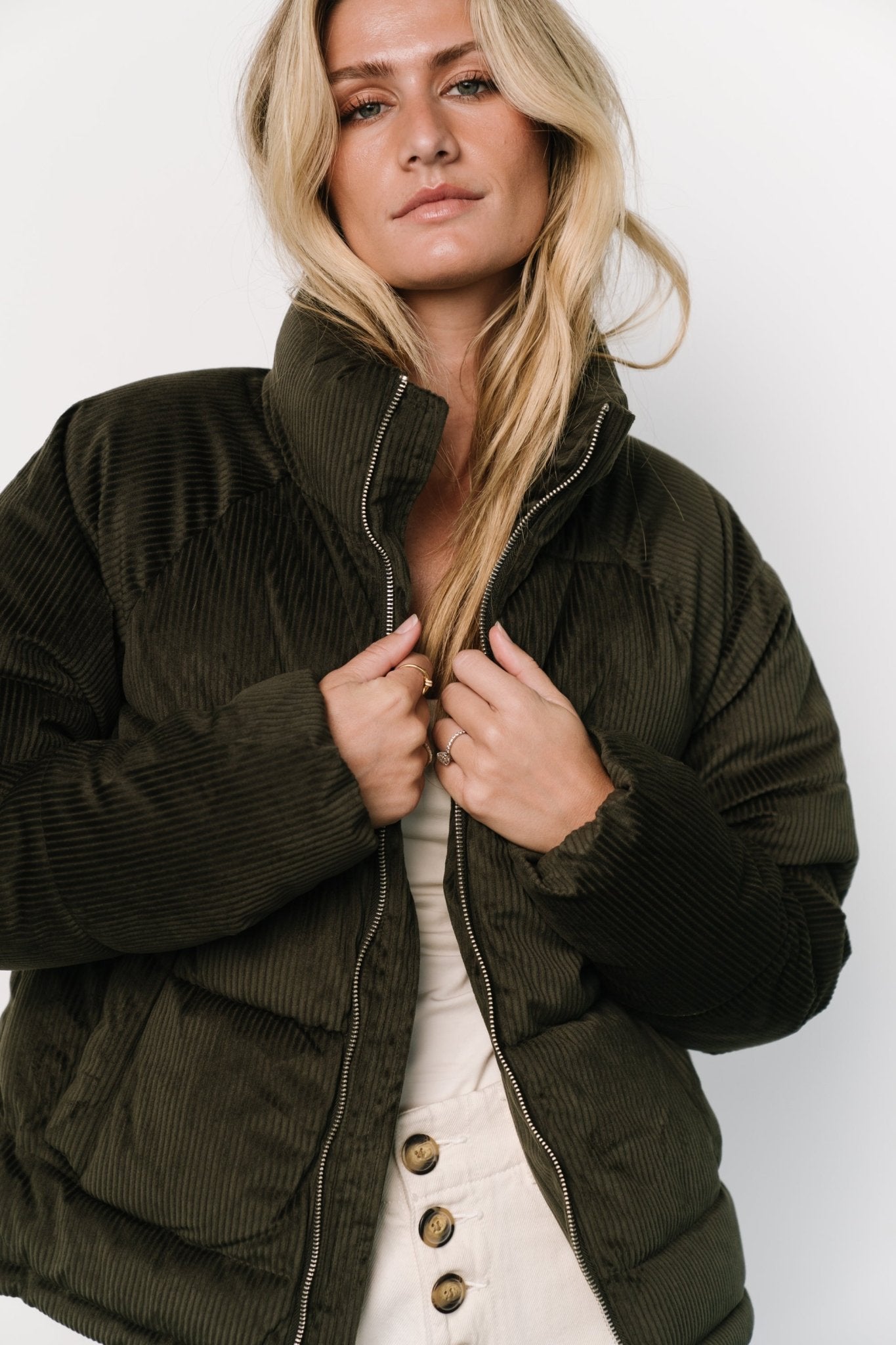 Holden Corduroy Puffer Jacket | Olive Charcoal - Baltic Born