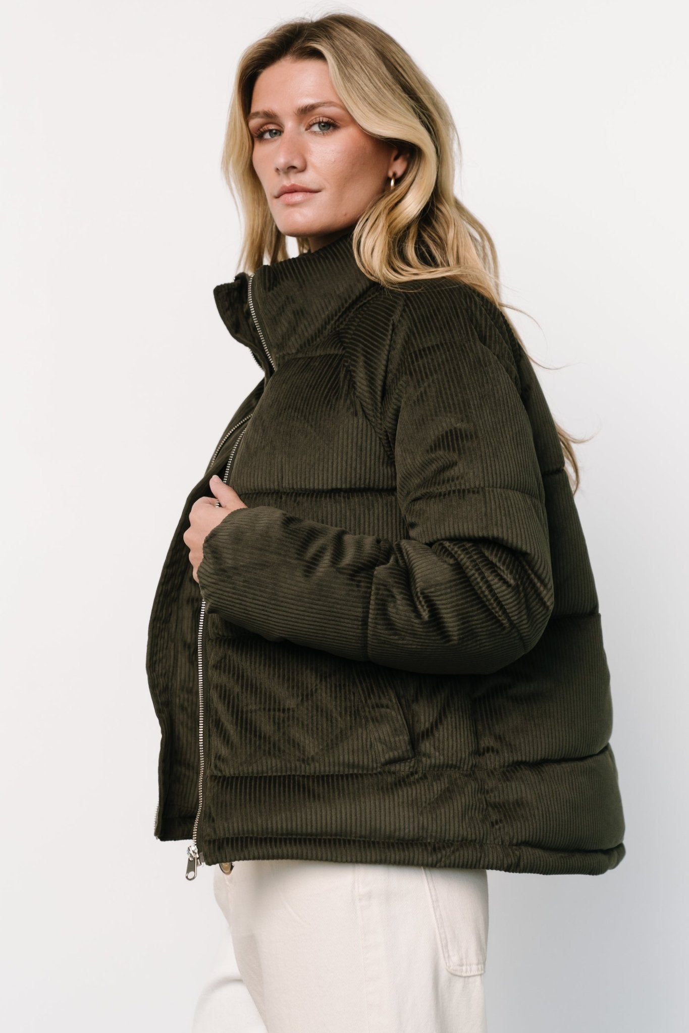 Holden Corduroy Puffer Jacket | Olive Charcoal - Baltic Born