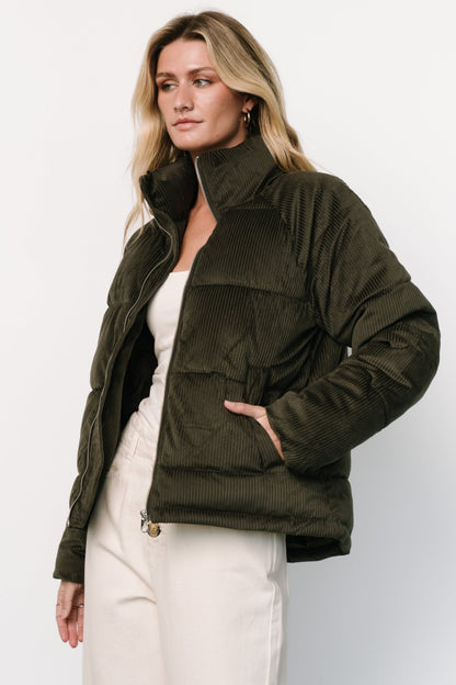 Holden Corduroy Puffer Jacket | Olive Charcoal - Baltic Born