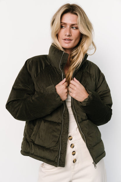 Holden Corduroy Puffer Jacket | Olive Charcoal - Baltic Born