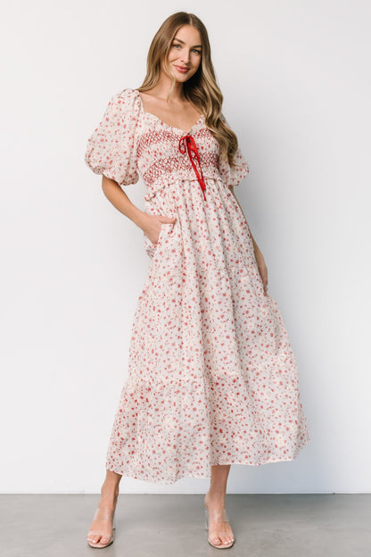 Hollie Smocked Dress | Cream + Red Floral - Baltic Born