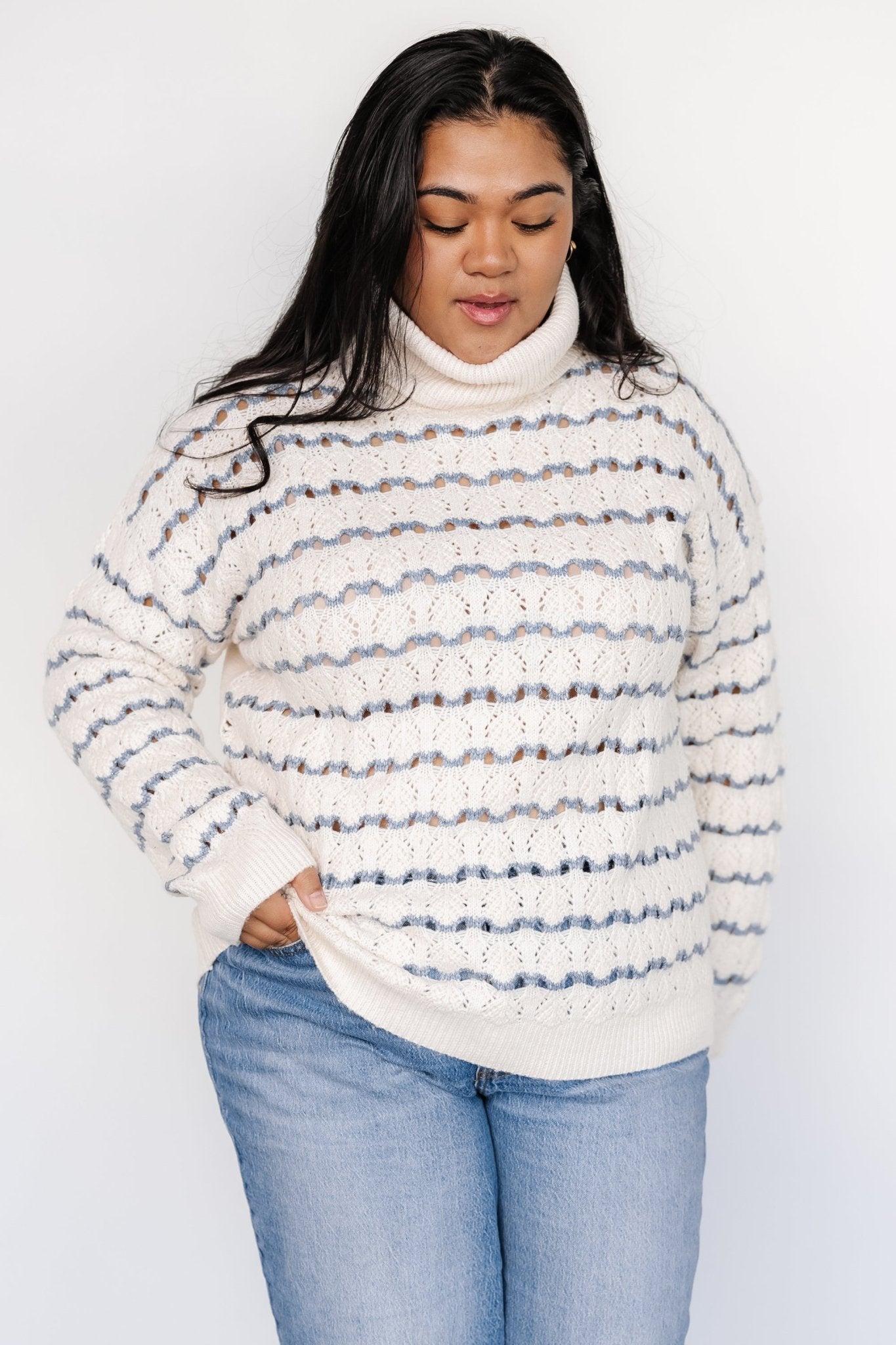 Hollis Knit Sweater | Ivory + Blue - Baltic Born