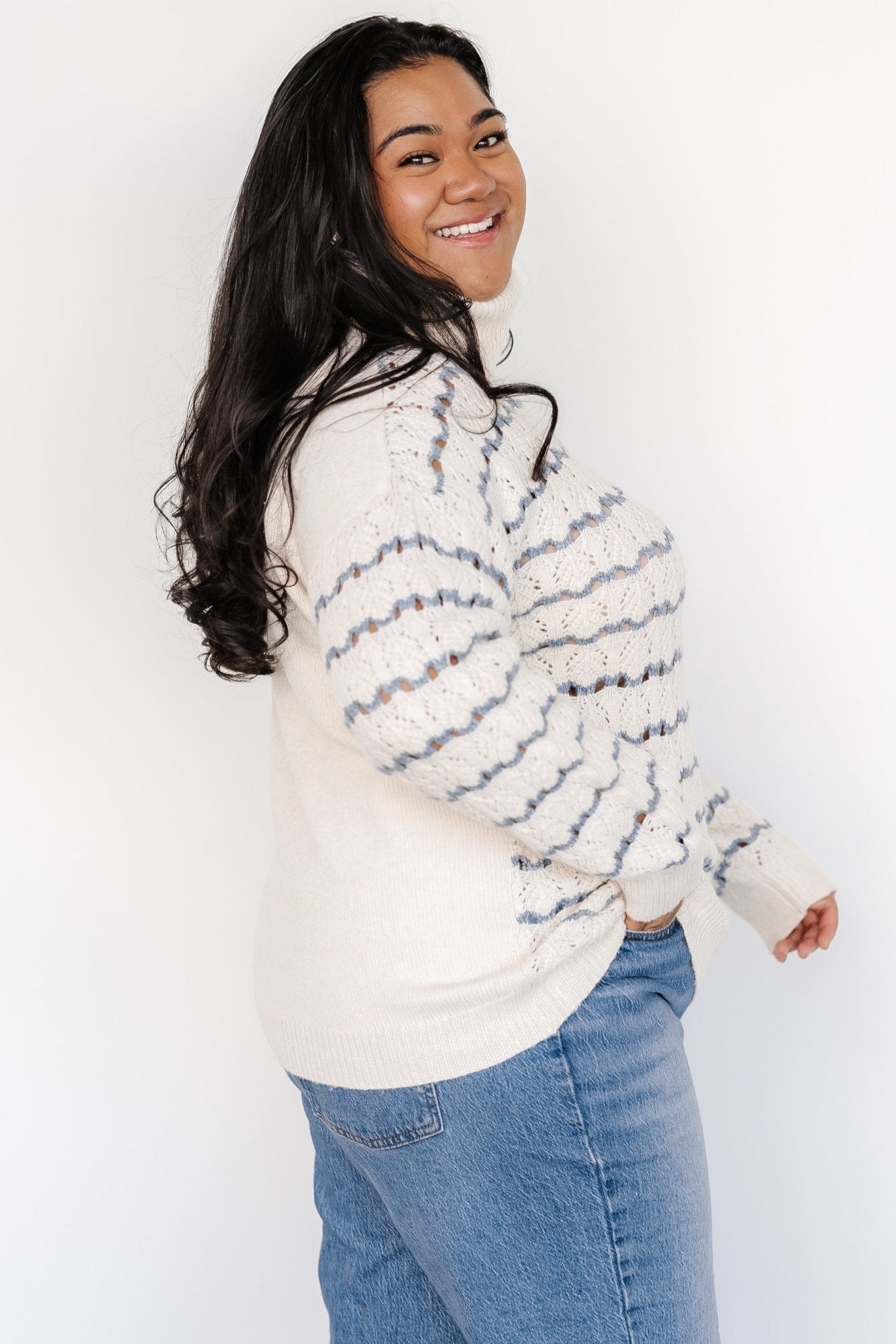 Hollis Knit Sweater | Ivory + Blue - Baltic Born