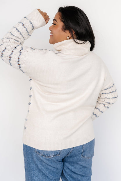 Hollis Knit Sweater | Ivory + Blue - Baltic Born