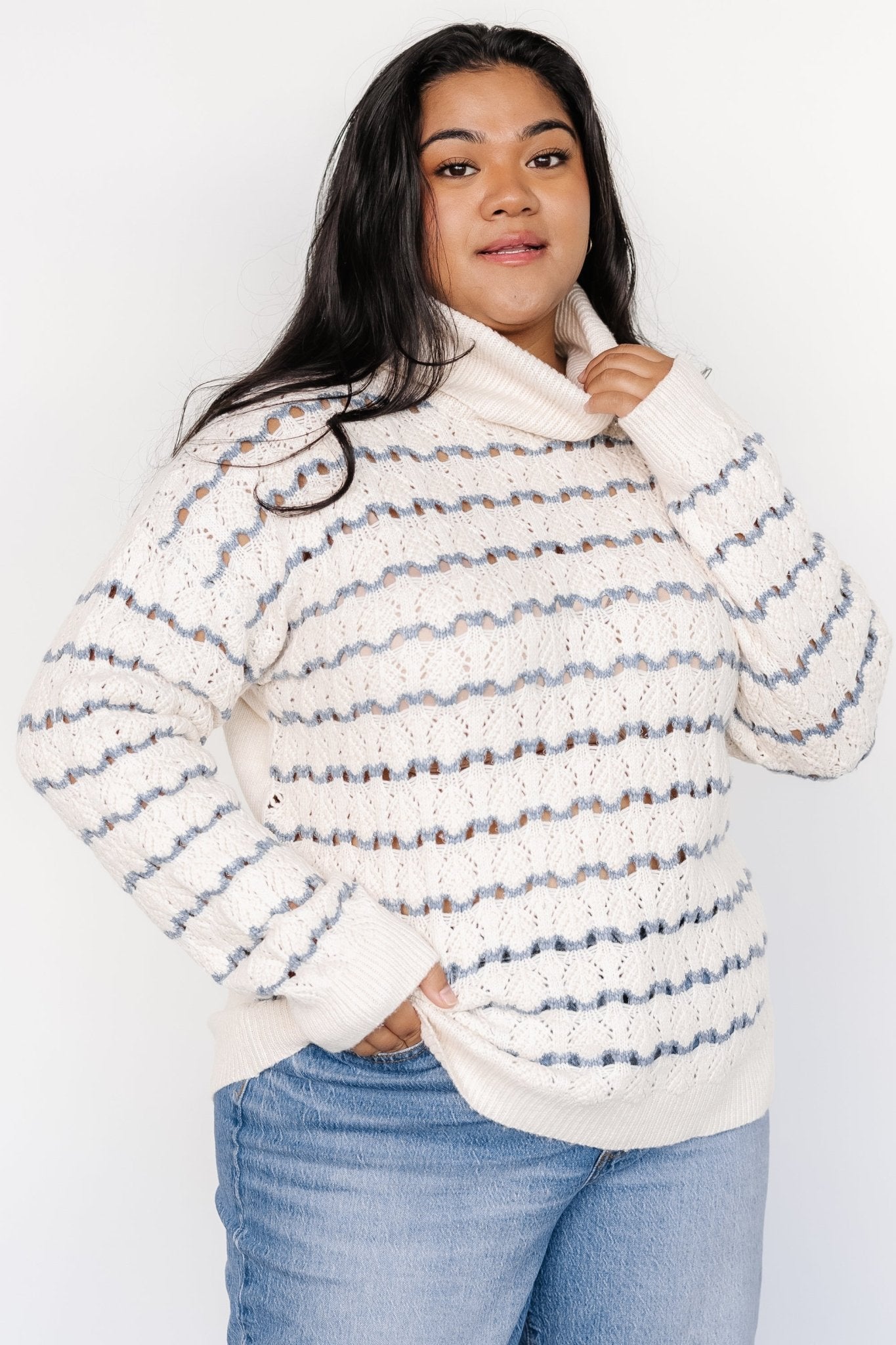 Hollis Knit Sweater | Ivory + Blue - Baltic Born