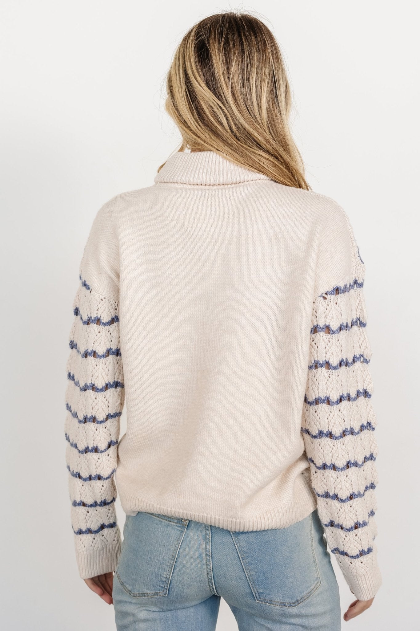 Hollis Knit Sweater | Ivory + Blue - Baltic Born