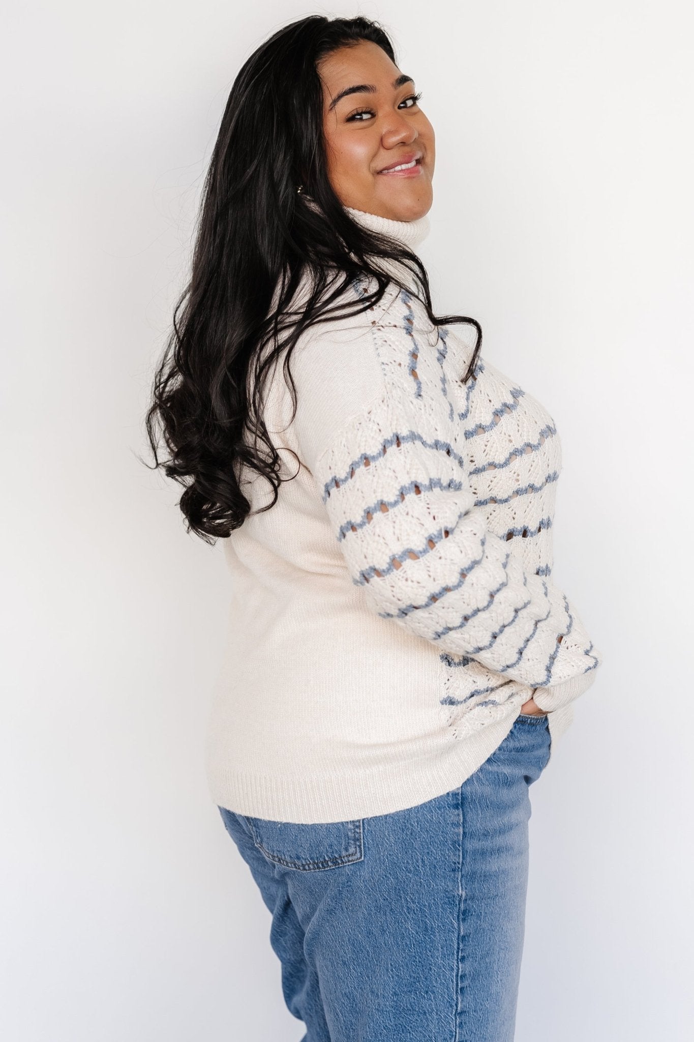 Hollis Knit Sweater | Ivory + Blue - Baltic Born