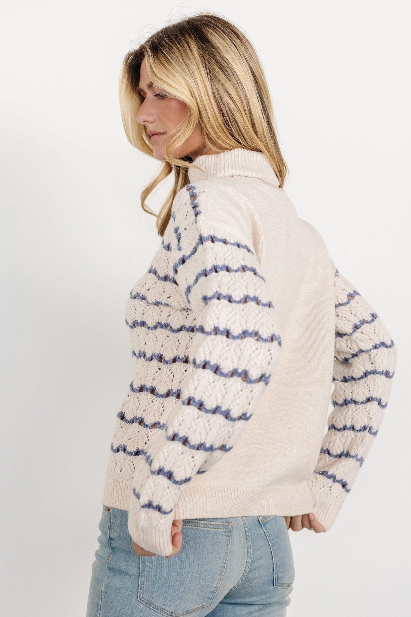 Hollis Knit Sweater | Ivory + Blue - Baltic Born