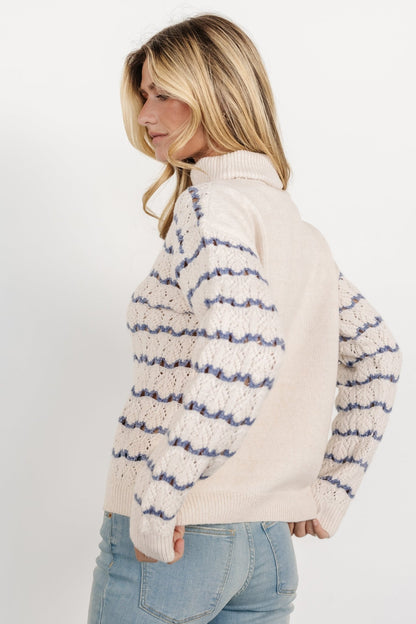 Hollis Knit Sweater | Ivory + Blue - Baltic Born