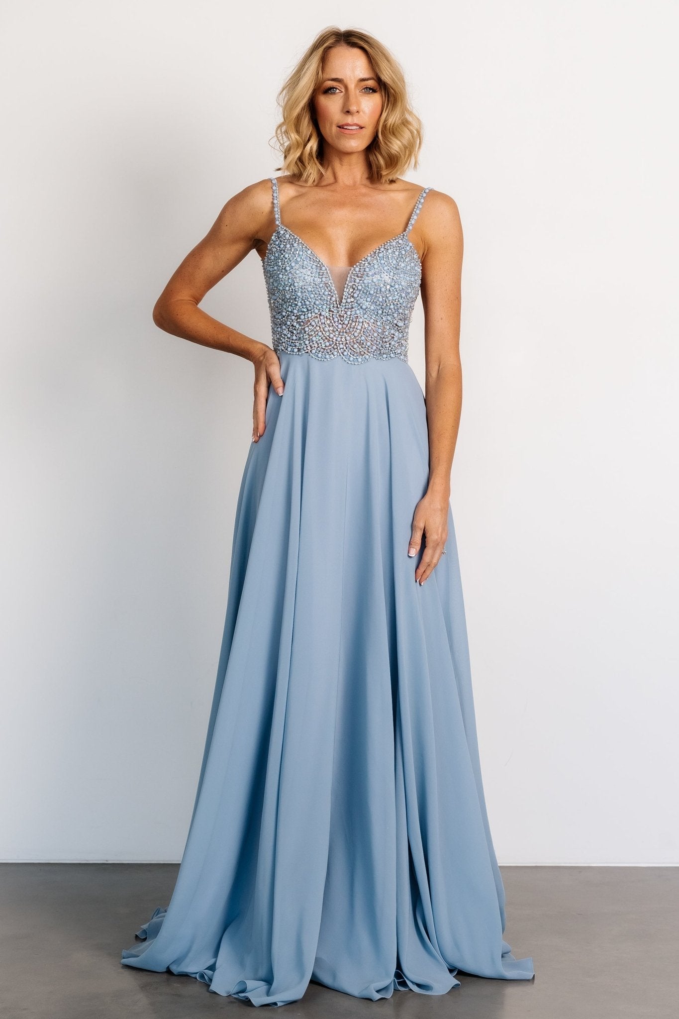 Honor Beaded Bridal Gown | Dusty Blue - Baltic Born