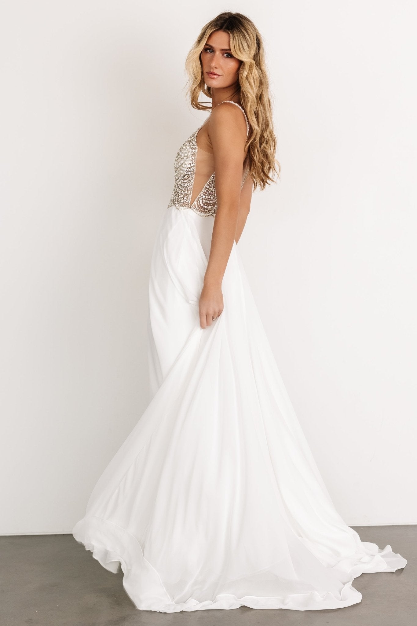 White Beaded Gown selling