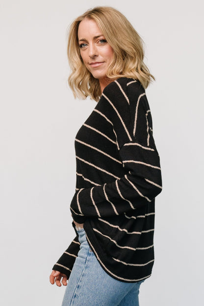 Houston Relaxed Sweater Top | Black Stripe - Baltic Born