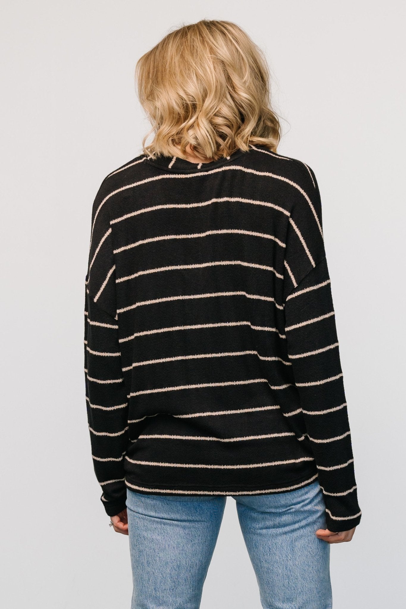 Houston Relaxed Sweater Top | Black Stripe - Baltic Born