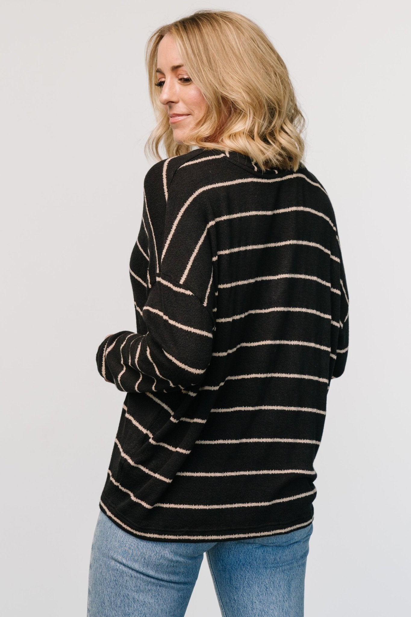 Houston Relaxed Sweater Top | Black Stripe - Baltic Born