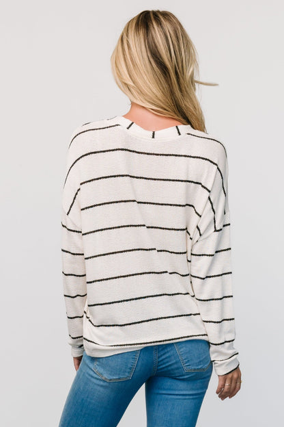 Houston Relaxed Sweater Top | Ivory Stripe - Baltic Born