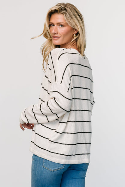 Houston Relaxed Sweater Top | Ivory Stripe - Baltic Born