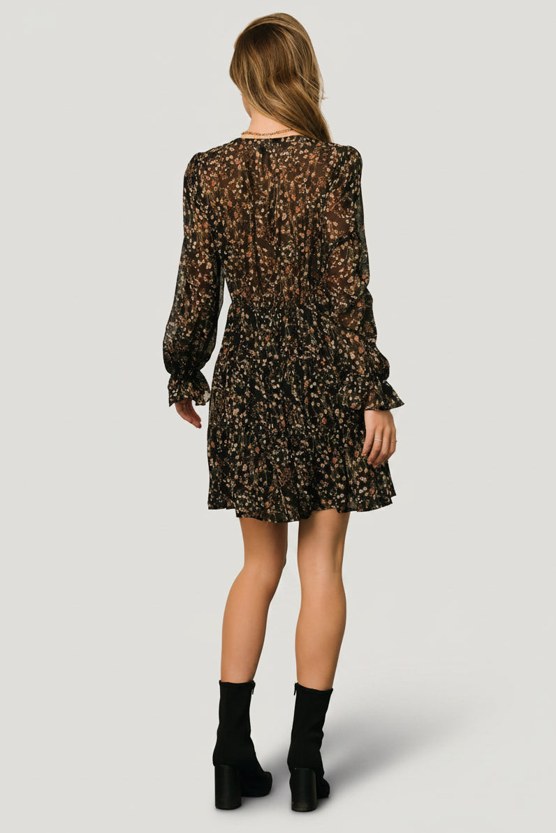 knee length dresses for ladies Blue Cami-floral Tiered Mini Dress – Rare London main image 0