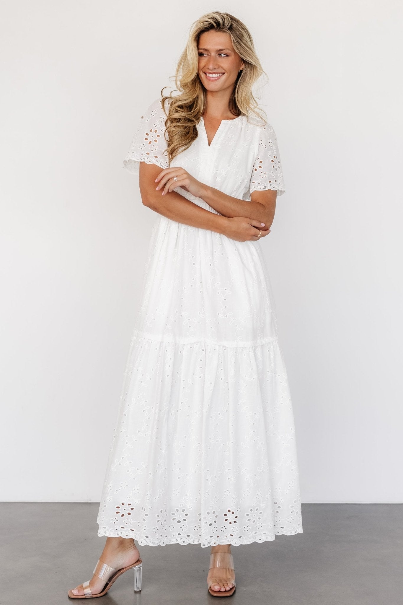 Hyacinth Eyelet Maxi Dress | Off White - Baltic Born