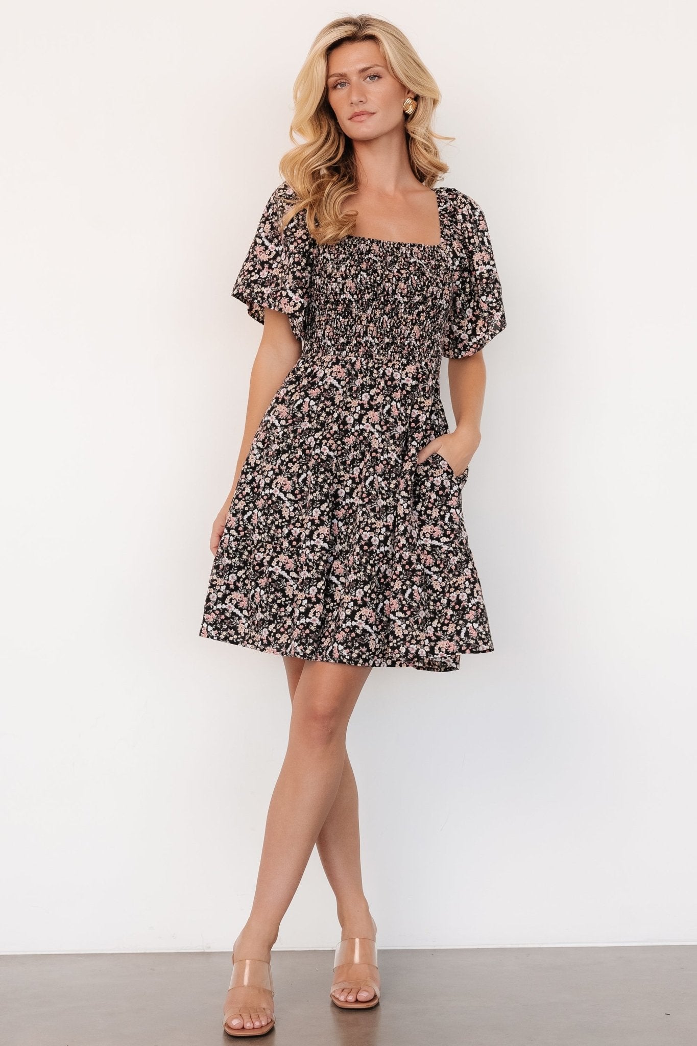 Idera Short Dress | Black Floral - Baltic Born