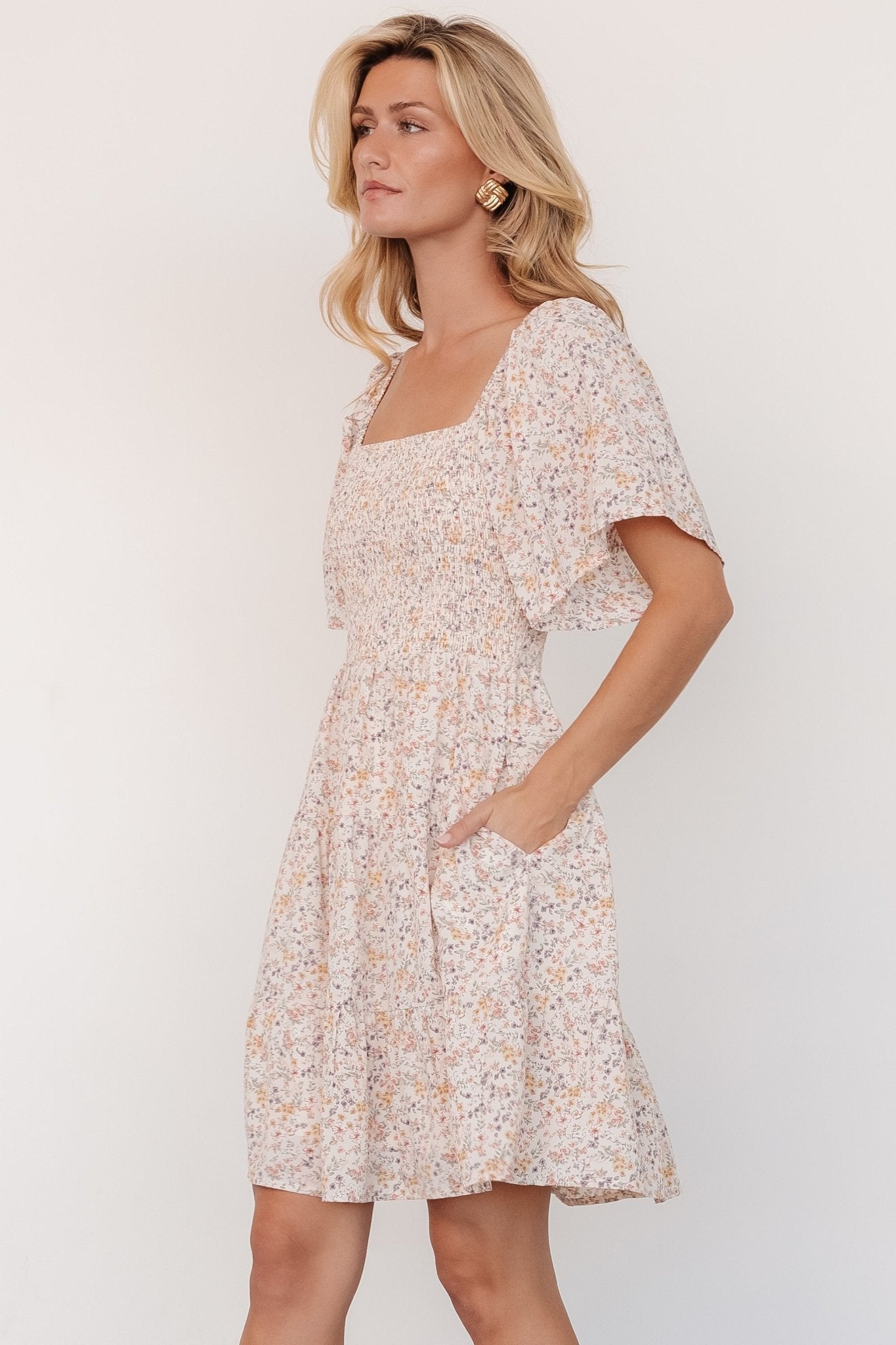 Idera Short Dress | Cream Floral - Baltic Born