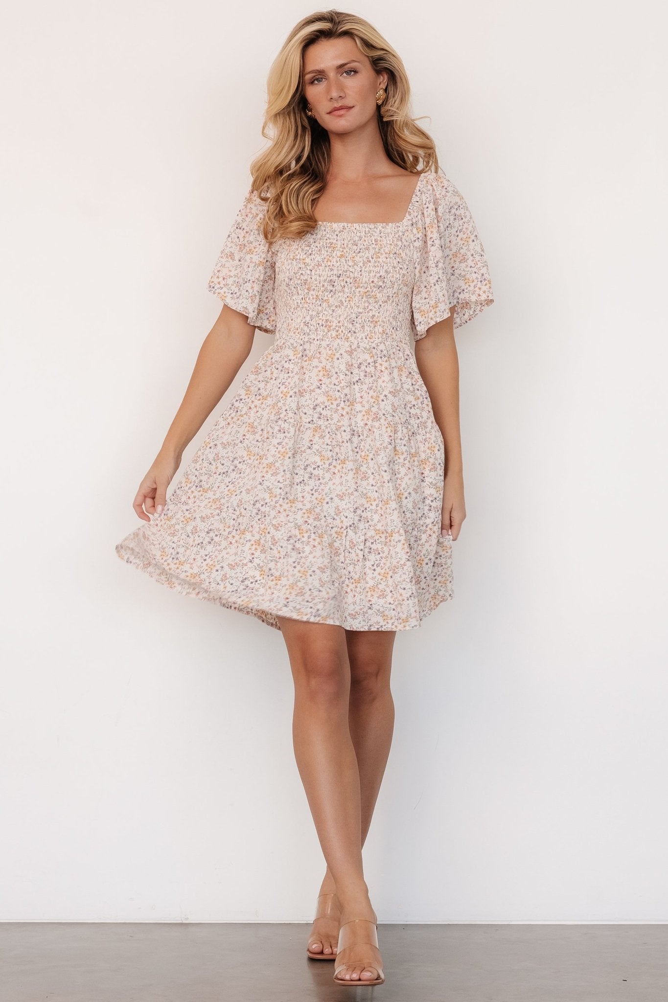 Idera Short Dress | Cream Floral - Baltic Born