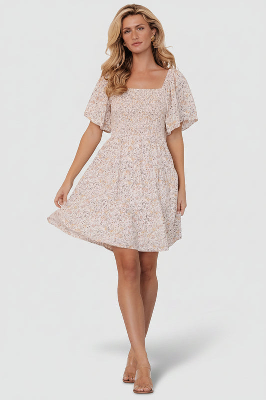 Idera Short Dress | Cream Floral