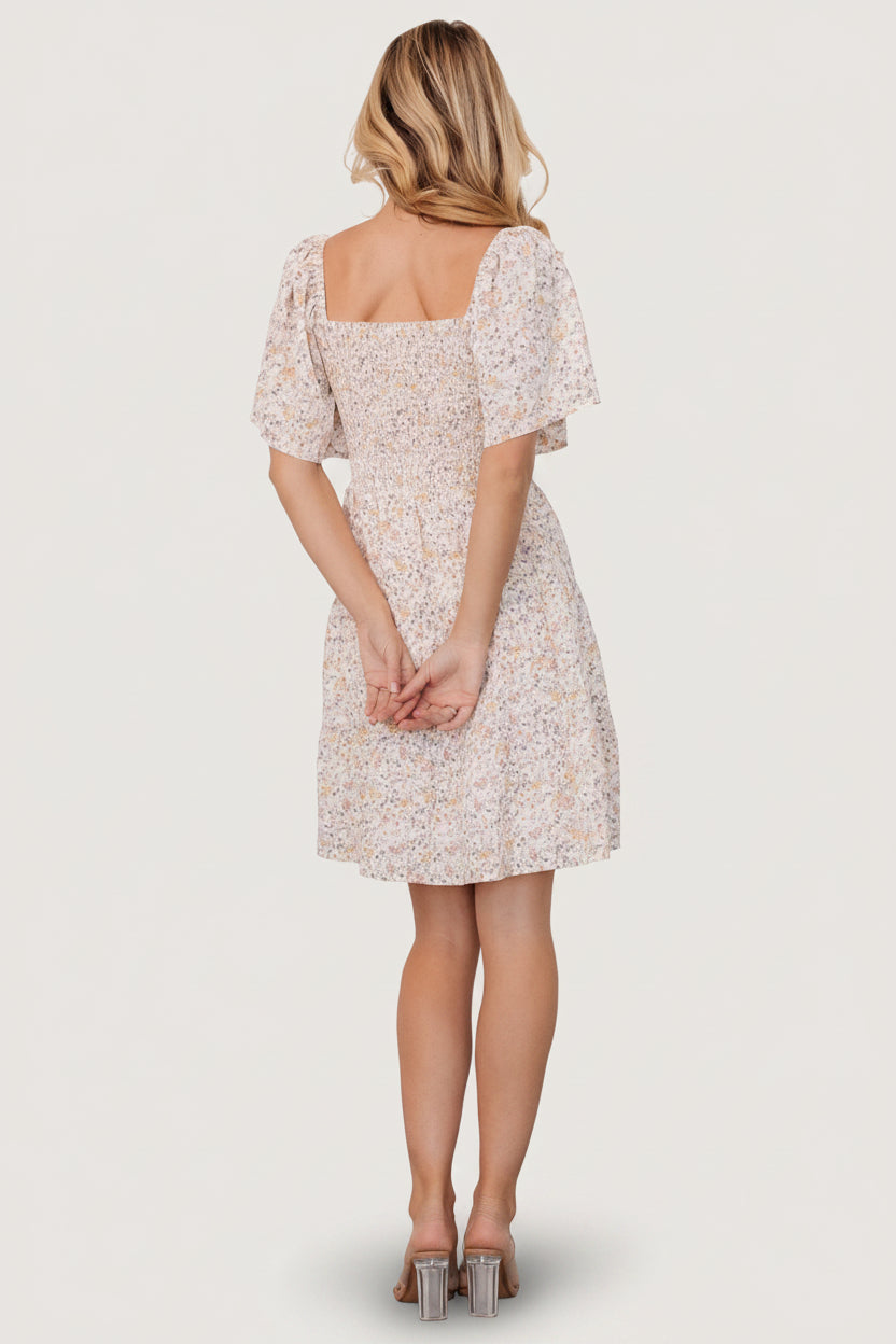 Idera Short Dress | Cream Floral