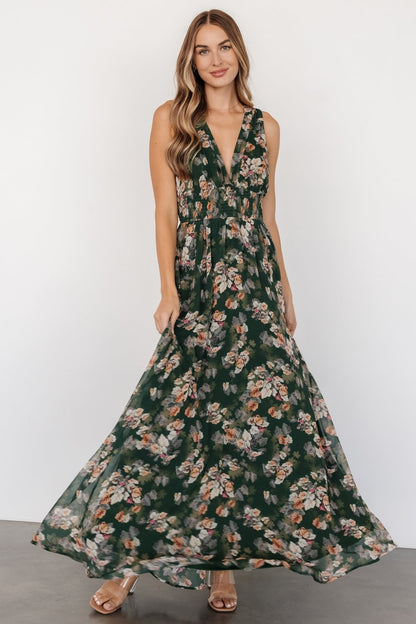 Imogen Maxi Dress | Deep Green Multi - Baltic Born