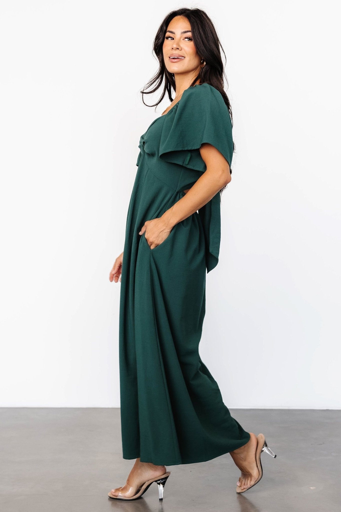 Indie Back Tie Dress | Dark Green - Baltic Born