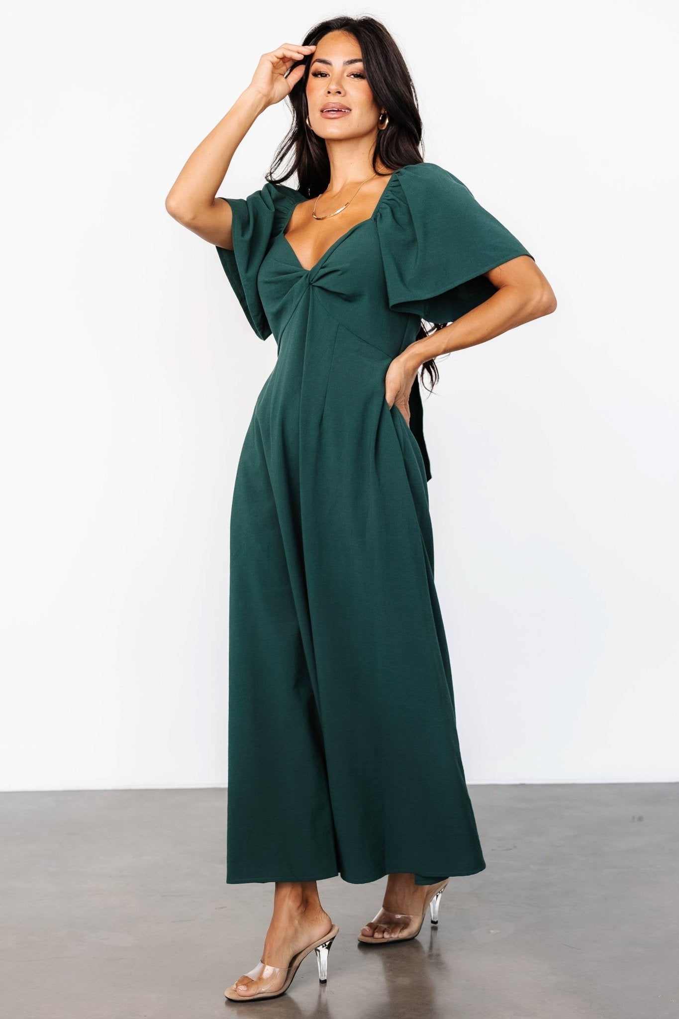 Indie Back Tie Dress | Dark Green - Baltic Born