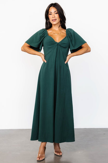 Indie Back Tie Dress | Dark Green - Baltic Born