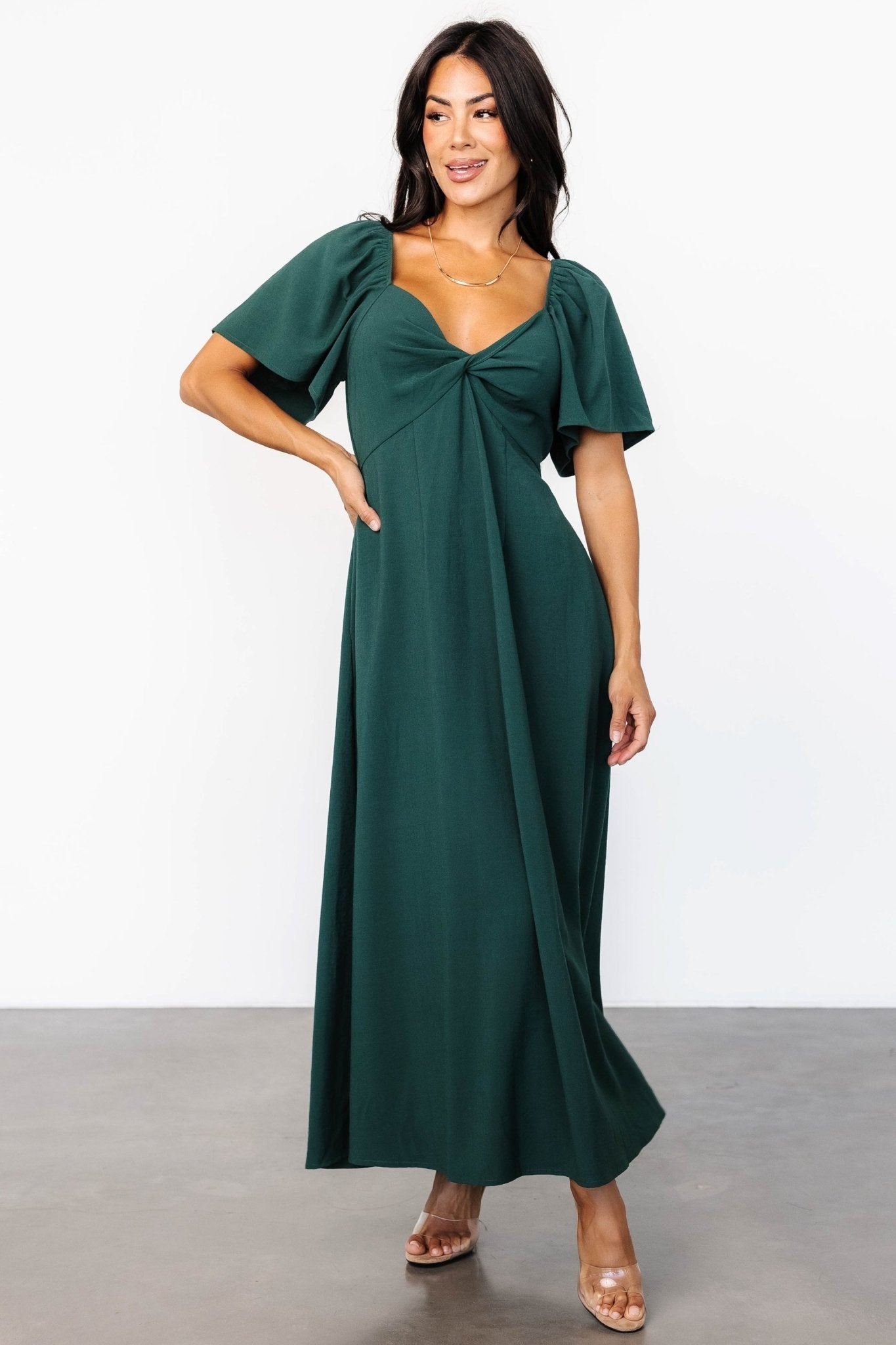 Indie Back Tie Dress | Dark Green - Baltic Born