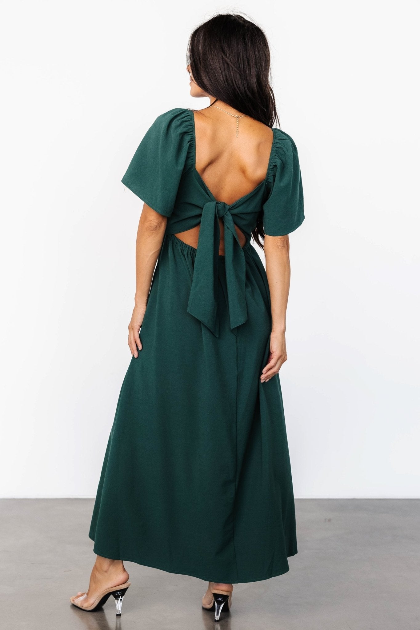 Indie Back Tie Dress | Dark Green - Baltic Born