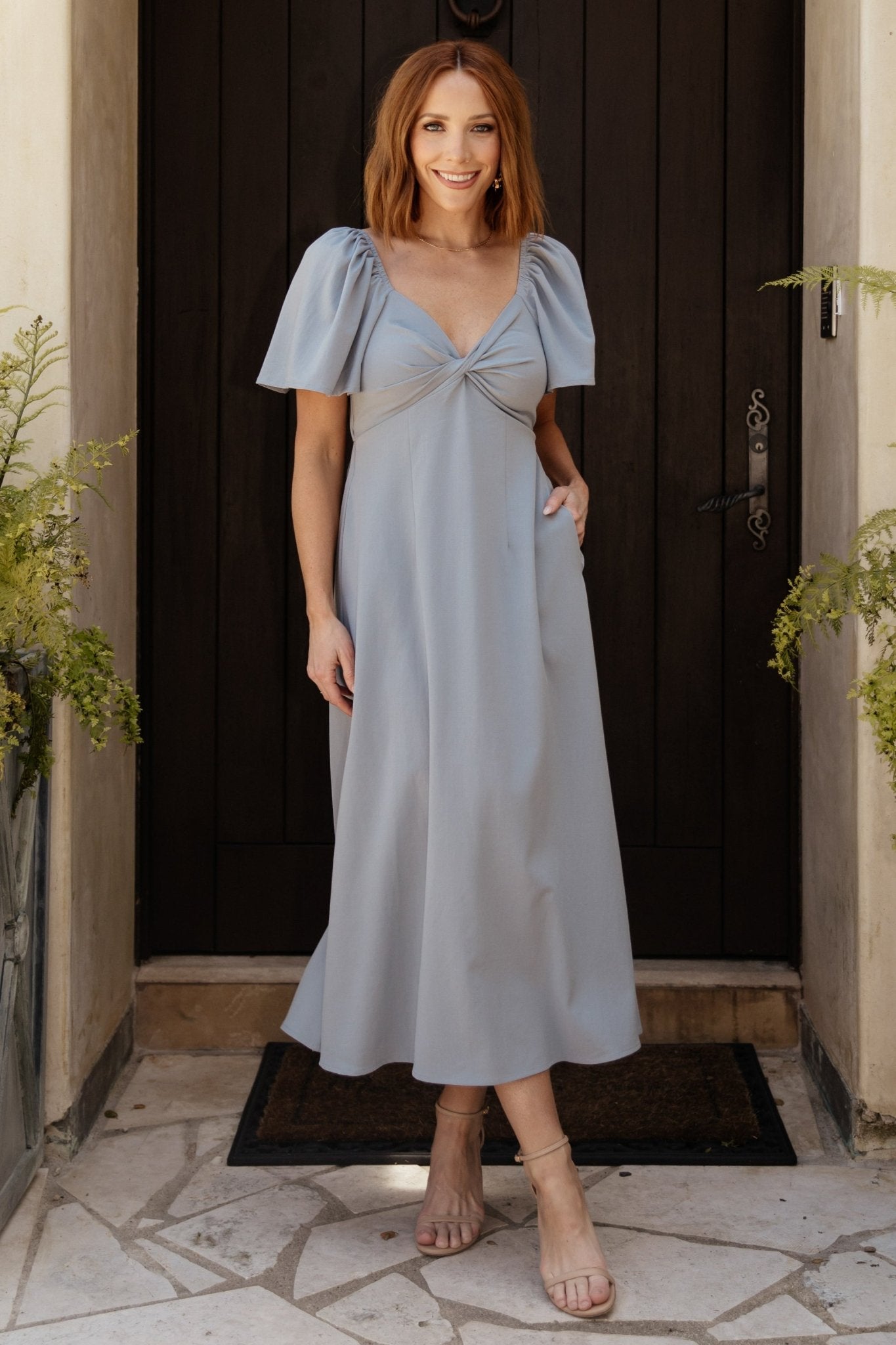 Indie Back Tie Dress | Dusty Blue - Baltic Born