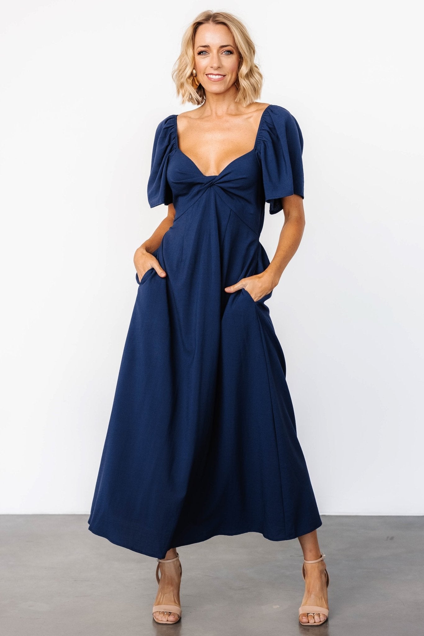 Indie Back Tie Dress | Navy - Baltic Born