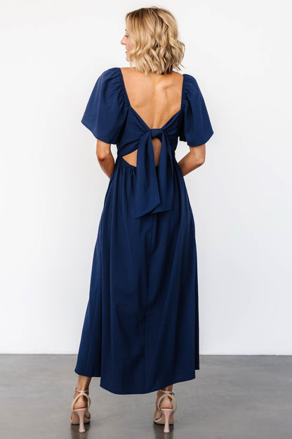 Indie Back Tie Dress | Navy - Baltic Born