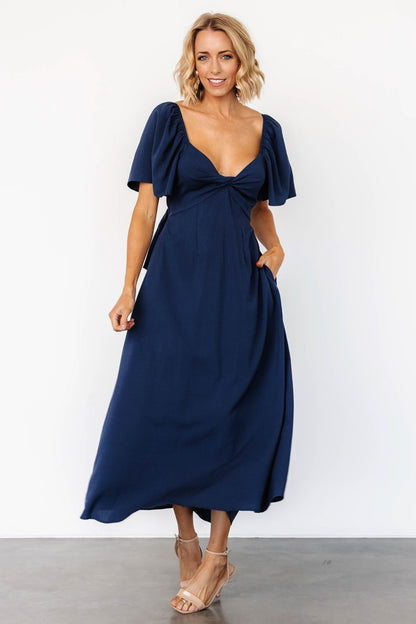 Indie Back Tie Dress | Navy - Baltic Born