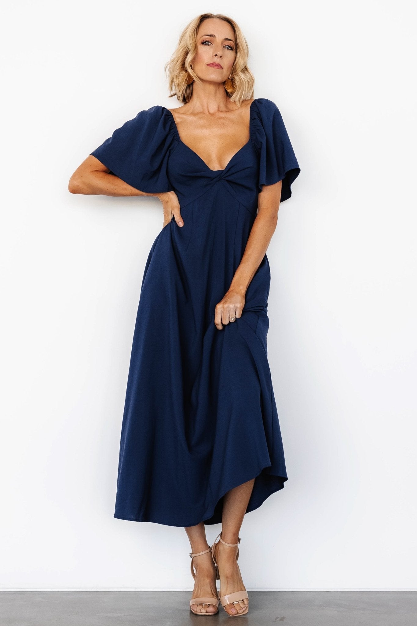 Indie Back Tie Dress | Navy - Baltic Born