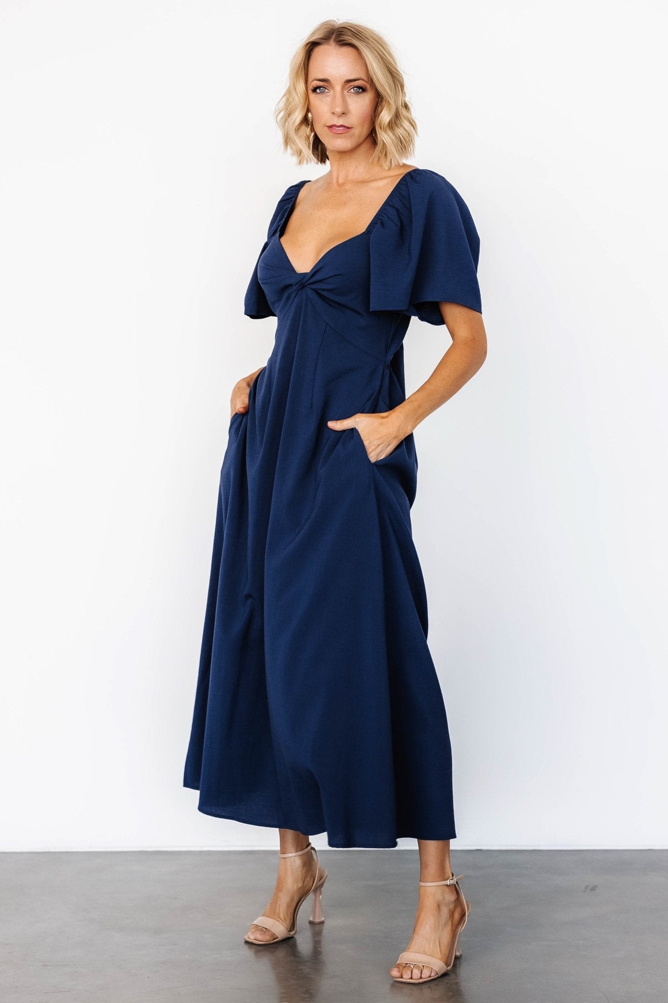 Indie Back Tie Dress | Navy - Baltic Born