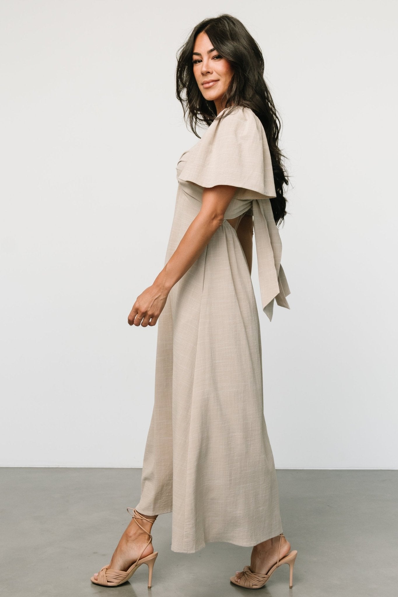 Indie Back Tie Dress | Oatmeal - Baltic Born