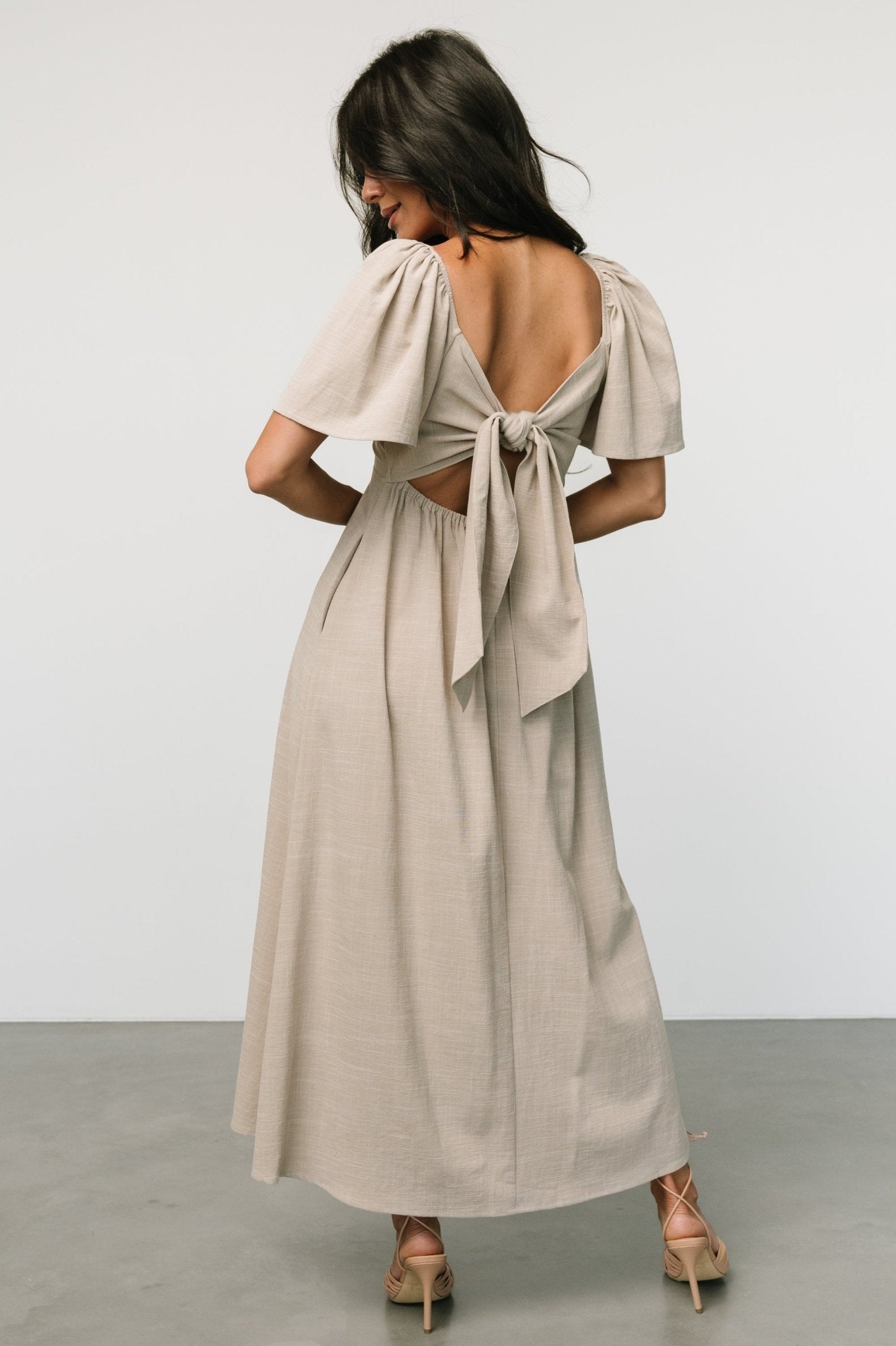 Indie Back Tie Dress | Oatmeal - Baltic Born