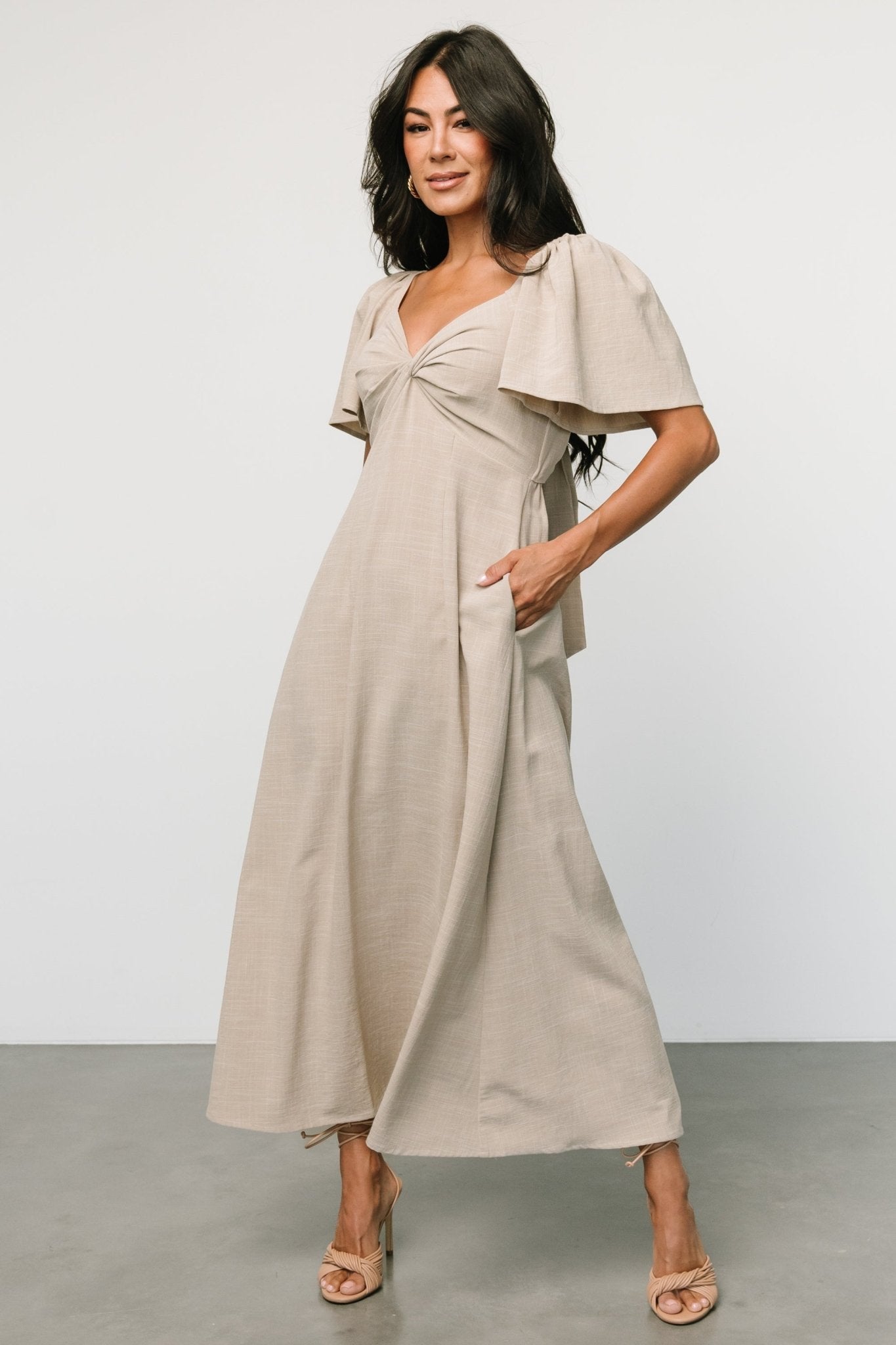 Indie Back Tie Dress | Oatmeal - Baltic Born