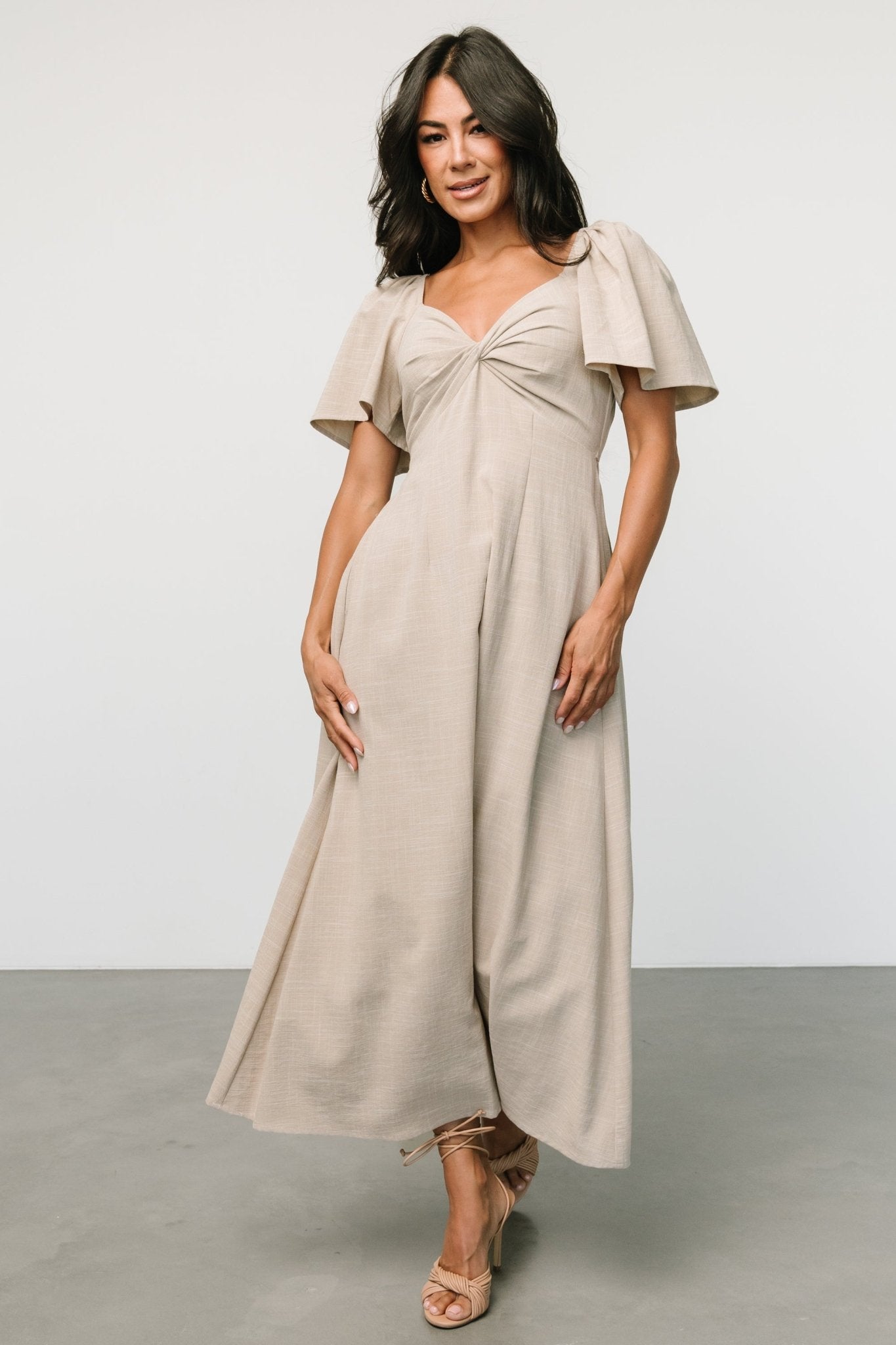 Indie Back Tie Dress | Oatmeal - Baltic Born