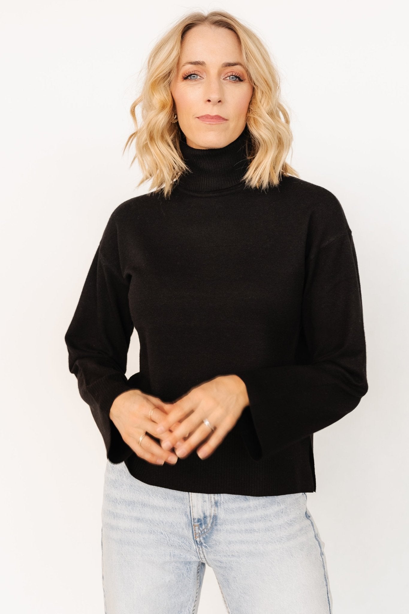 Irene Turtleneck Sweater Top | Black - Baltic Born