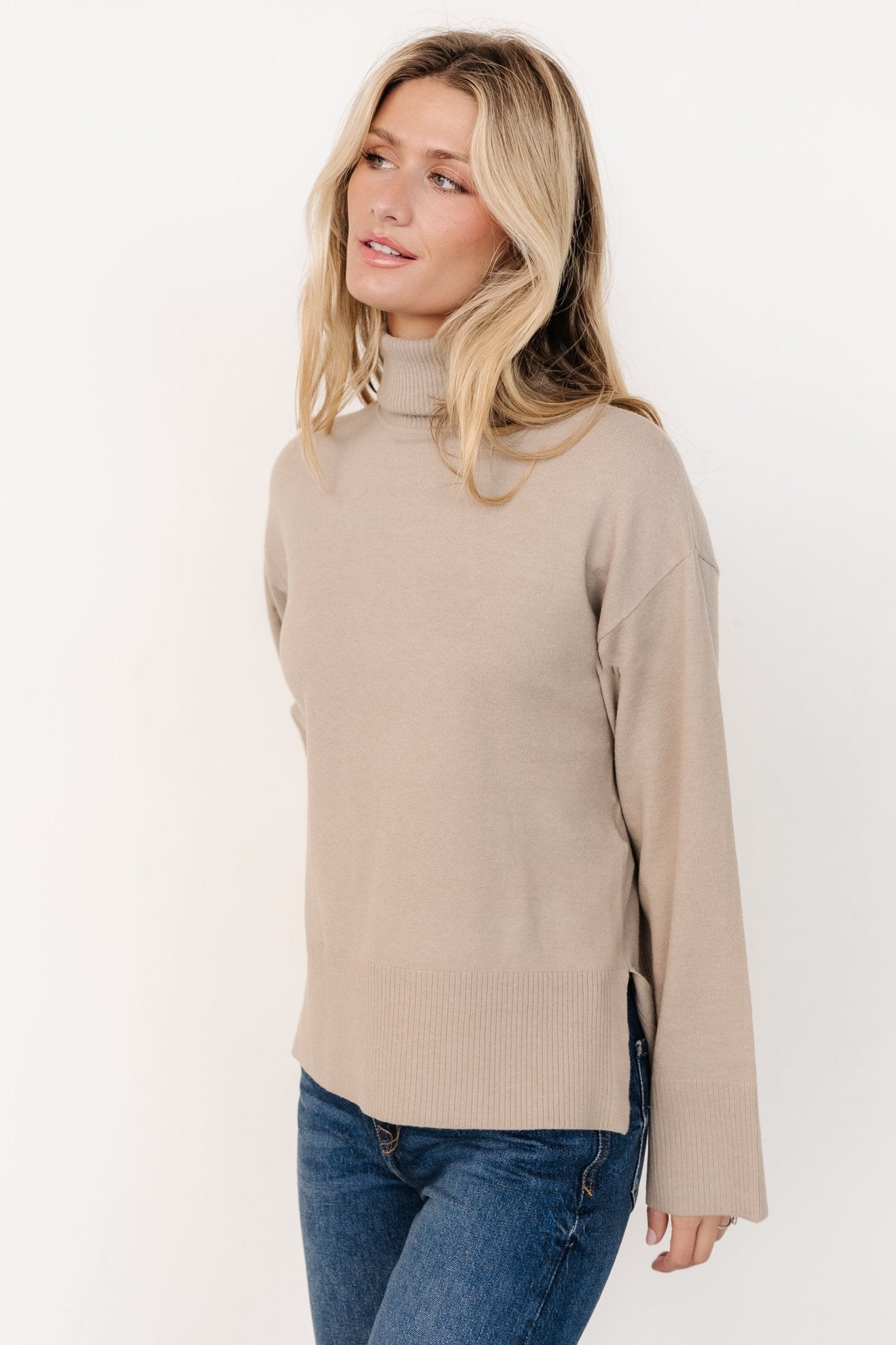 Irene Turtleneck Sweater Top | Stone - Baltic Born