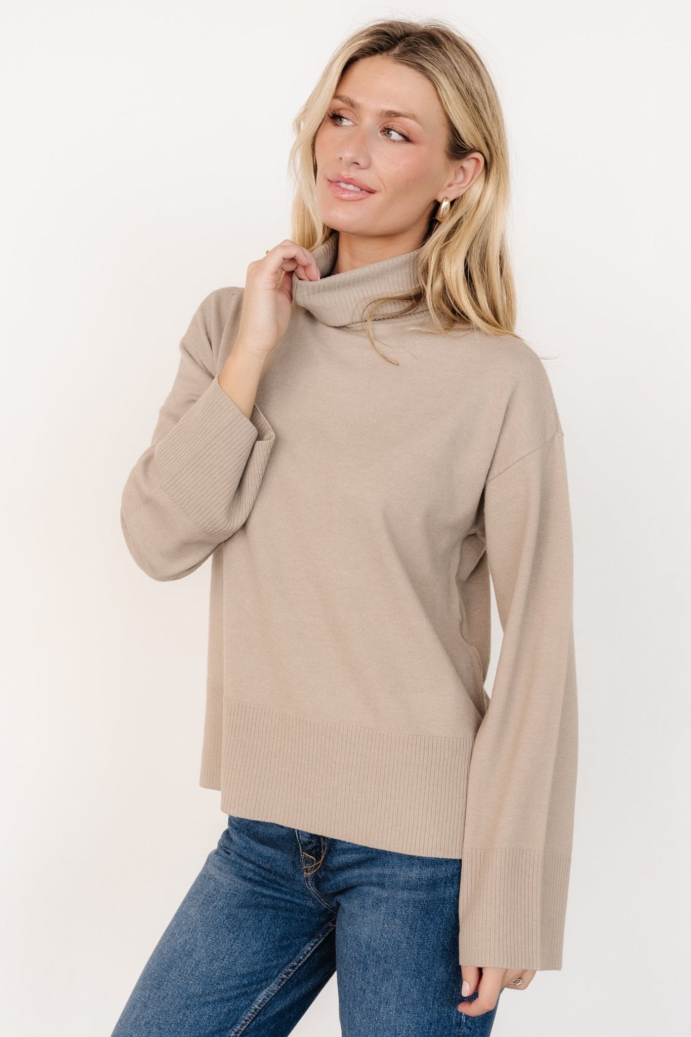 Irene Turtleneck Sweater Top | Stone - Baltic Born