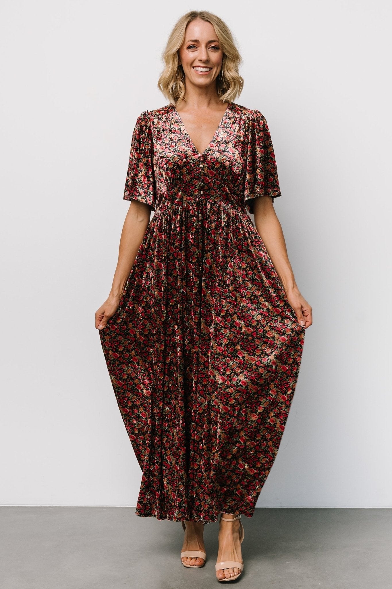 Irina Velvet Maxi Dress | Black Multi Floral - Baltic Born