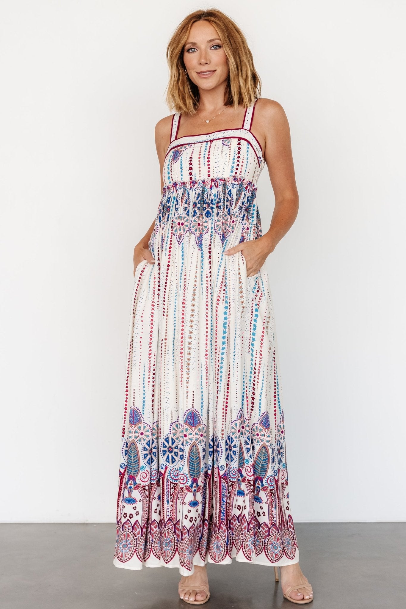 Ivania Tank Maxi Dress | Cream Multi - Baltic Born