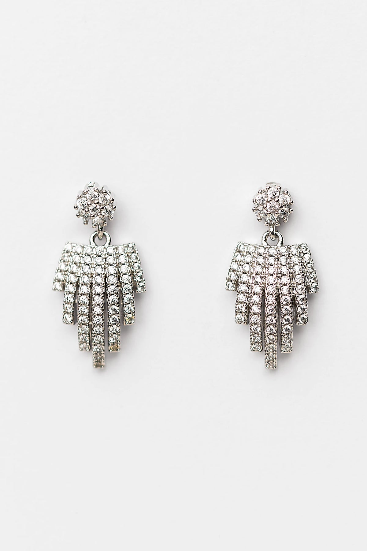Ivera Fringe Drop Earrings in Silver with cascading fringe detail and polished silver-tone finish.